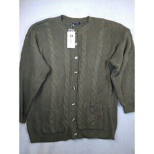 NEW Bloom Chic Cardigan Sweater Women's 26 cable knit green Long Sleeve